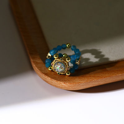 Faceted Apatite Crystal Bead Ring Gems Armband voor ontgifting en emotionele stabiliteit