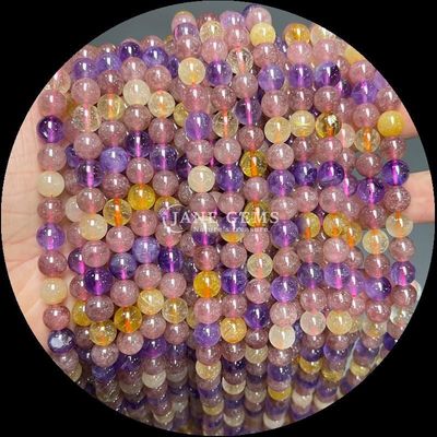 Ronde edelsteen vuur kwarts rookkwarts kralen strengen in verschillende kleuren voor doe-het-zelf sieraden maken