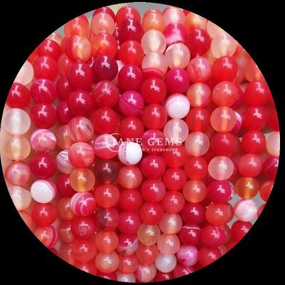 Ronde vorm edelsteen Rood gestreepte agaat Groen gestreepte agaat Natuurlijke losse kralen strengen voor oorbellen DIY Juwelen maken