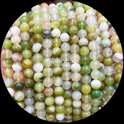 Ronde vorm edelsteen Rood gestreepte agaat Groen gestreepte agaat Natuurlijke losse kralen strengen voor oorbellen DIY Juwelen maken
