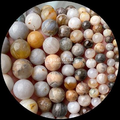 Ronde vorm 8mm natuurlijke edelsteen kraal verschillende agate kraal karneel geel gestreepte agate losse kraal streng voor doe-het-zelf sieraden