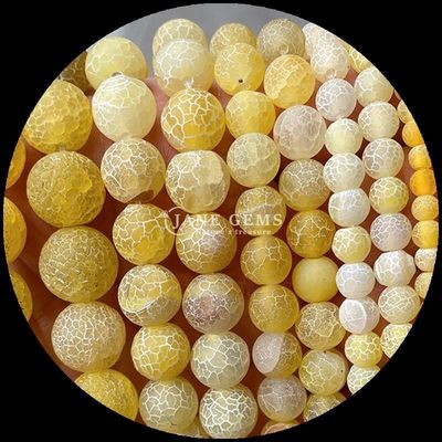 Edelsteen Ronde vorm Perlen Geel Blauw Verweerde Agate Losse strengen voor DIY sieraden