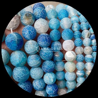 Edelsteen Ronde vorm Perlen Geel Blauw Verweerde Agate Losse strengen voor DIY sieraden