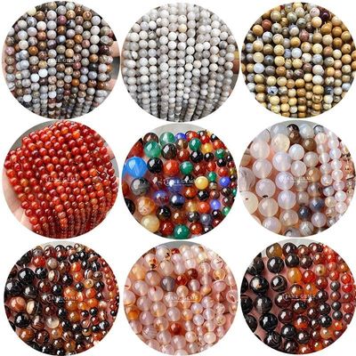 Op maat gemaakte veelkleurige achatenkralen in 8 mm ronde vorm van voor sieraden maken