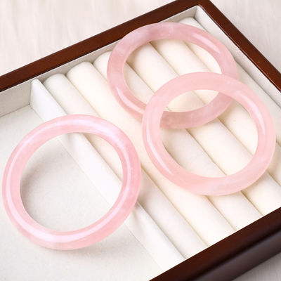 Natuurlijke kristal gepolijste steen roze roos kwarts armband kristal sieraden voor verjaardag cadeau
