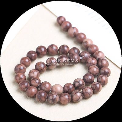 Ronde vorm edelsteen kralen Hout patroon losse kralen strengen voor armband handgemaakte decoraties