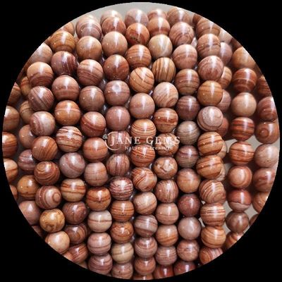 Ronde vorm edelsteen kralen Hout patroon losse kralen strengen voor armband handgemaakte decoraties