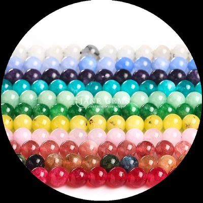 Edelsteenkralen in ronde vorm en meerdere kleuren Verschillende kalcedonie losse kralenstrengen Perfect voor DIY sieraden
