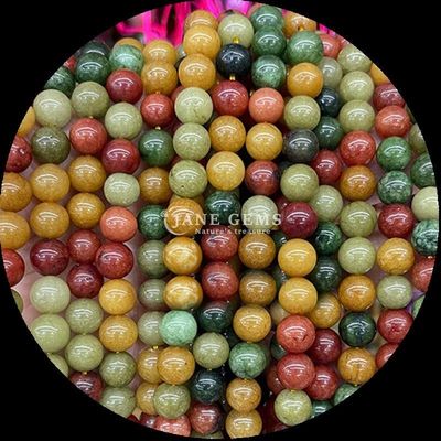 Edelsteenkralen in ronde vorm en meerdere kleuren Verschillende kalcedonie losse kralenstrengen Perfect voor DIY sieraden