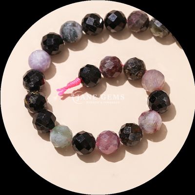 Edelsteen Ronde vorm Perlen Roze kwarts Helder kwarts Ronde gevels Losse perlen voor elegante juwelencollecties